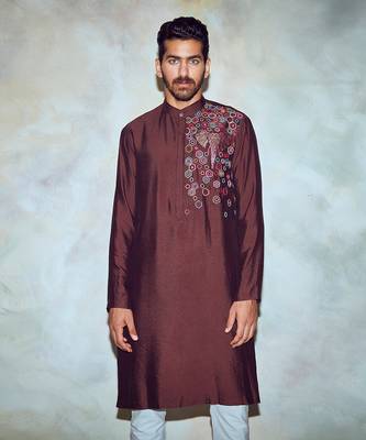 Brown Hexagon Mix Kurta 3