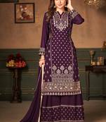 Purple thread embroidery georgette salwar