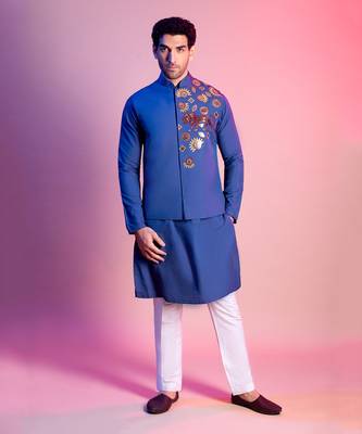 Indigo Blue Kurta & Bandi 1