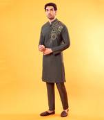 Olive Green Multi Colour Embroidered Kurta