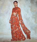 Rust Cutdana Saree Set