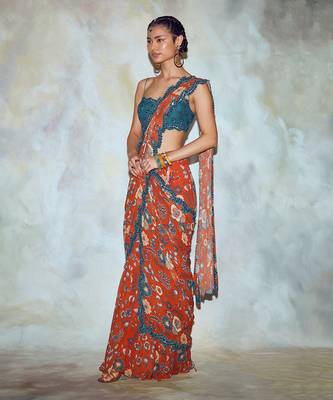 Teal Blue Saree Set 2
