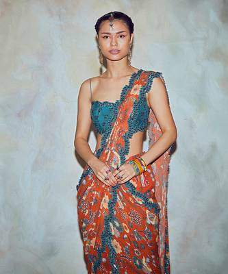 Teal Blue Saree Set 3
