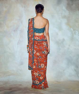 Teal Blue Saree Set 4
