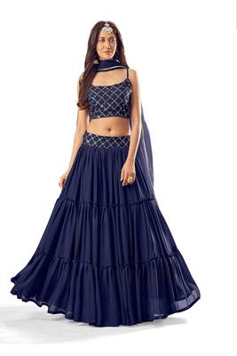 Blue sequins georgette stitched lehenga 5