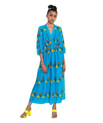 Blue Rose And Tulip Kaftan 1