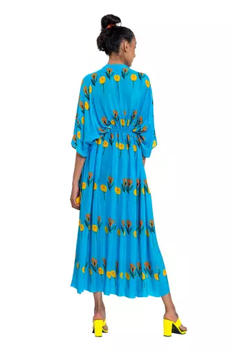 Blue Rose And Tulip Kaftan