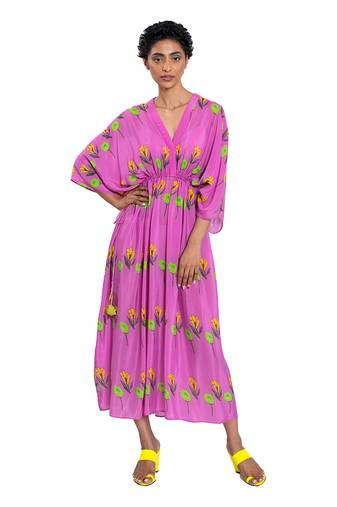 Pink Rose And Tulip Kaftan