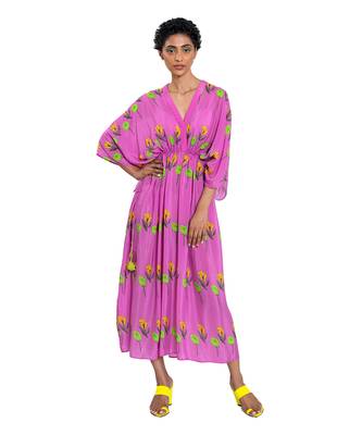 Pink Rose And Tulip Kaftan 1