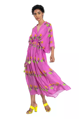 Pink Rose And Tulip Kaftan