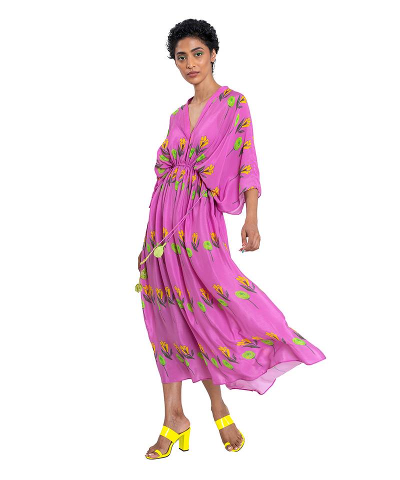 Pink Rose And Tulip Kaftan
