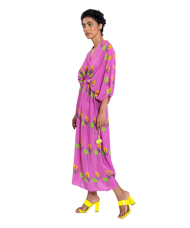 Pink Rose And Tulip Kaftan