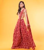 Red Geogette Saree With Blouse