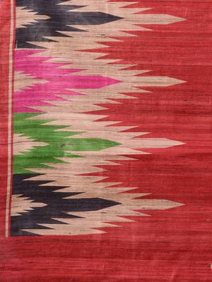 Rust hand woven silk saree with blouse 4