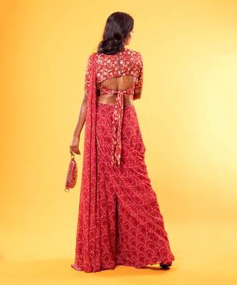 Maroon Georgette Saree With Blouse 3