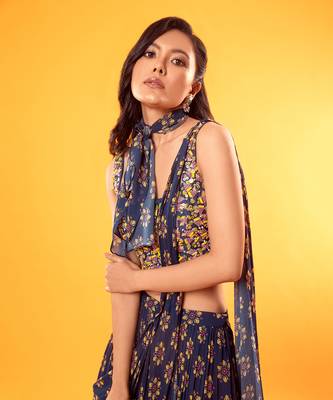 Blue Saree With Blouse 2