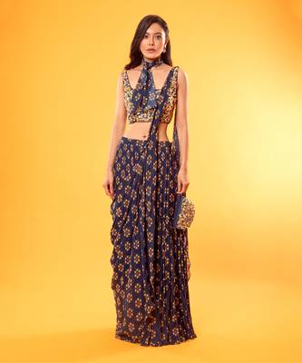 Blue Saree With Blouse 1