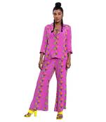 Pink Rose And Tulip Print Pant Suit