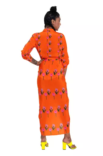 Orange Draped Self Tie Skirt