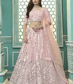 Shubhkala Delightful Pink Gota Patti Embroidered Georgette Semi Stitched Party Wear Lehenga