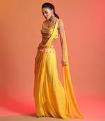 Yellow Sharara Saree With Blouse