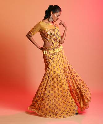 Mustard Saree With Blouse 2