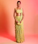Yellow Sharara Saree With Blouse