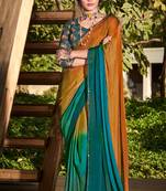 Classic Looking 3D Velvet Print Work Chiffon Sarees with Sequins work on border