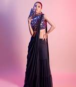 Dark Green Saree With Blouse