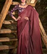 Classic Looking 3D Velvet Print Work Chiffon Sarees with Sequins work on border