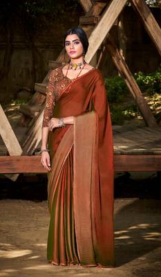 Classic Looking 3D Velvet Print Work Chiffon Sarees with Sequins work on border 1