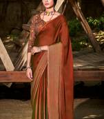 Classic Looking 3D Velvet Print Work Chiffon Sarees with Sequins work on border