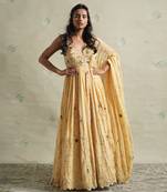 Lemon Yellow Jhal Work Anarkali