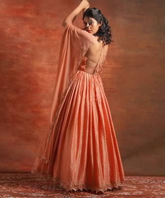 Orange Bandhani Printed Anarkali And Dupatta 3