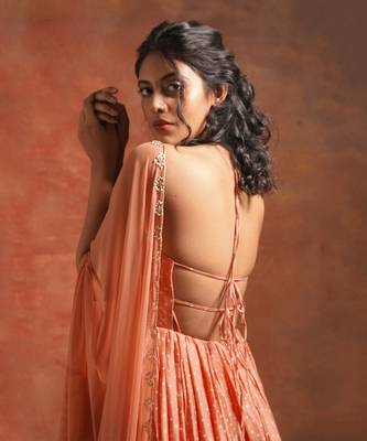 Orange Bandhani Printed Anarkali And Dupatta 4