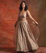 Beige Bhandhani Floral Printed Lehenga 