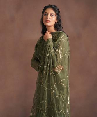 Olive Green Tunic And Palazzo Set 2