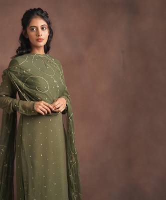 Olive Green Tunic And Palazzo Set 3