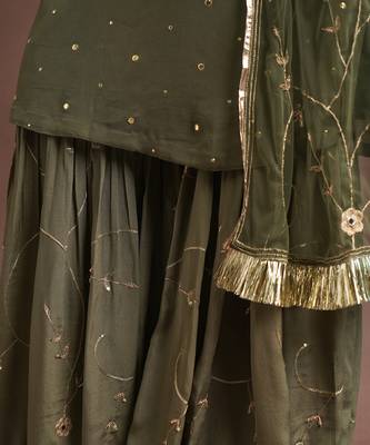 Olive Green Tunic And Palazzo Set 4