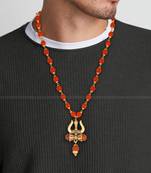 Rudraksha trishul Damru om nam shiv mala pendant chain for men [VFJ1364PG-RUDRA ]