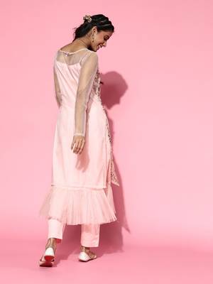 Pink embroidered net salwar 2