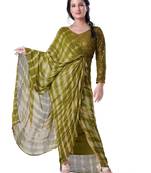 Trab Life Olive Green Half Saree Indo Western Style Gown