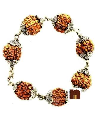 7 Mukhi | Seven Faced Nepali Rudraksha Beads Bracelet In Oxidized White Metal (1 Pc) 2