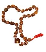 numeroastro rudraksha beads necklace - kanthi mala, 32+1 big beads, multicolor