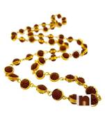 5 Mukhi Rudraksha Mala With Designer Gold Plated Chain (Small Beads) (1 Pc)