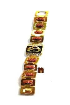  Stone Studded Om In Gold Plated Metal (1 Pc)
