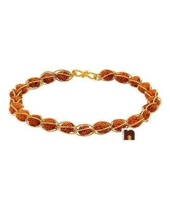 5 Mukhi Rudraksha In Gold Plated Chain Bracelet (1 Pc) 2