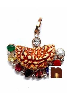 1 Mukhi | One Face Genuine Rudraksha Bead Navratan| Navratna Pendant (1 Pc)