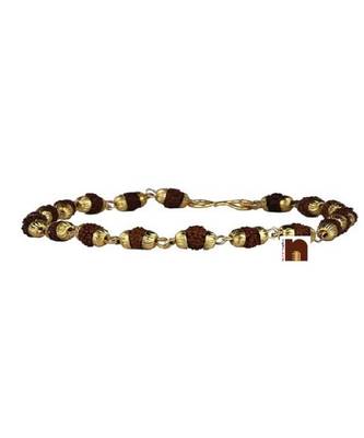 Rudraksha Bracelet With Golden Caps (Small Beads) (1 Pc) 1