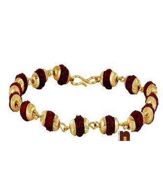 Rudraksha Bracelet With Golden Caps (Small Beads) (1 Pc) 3